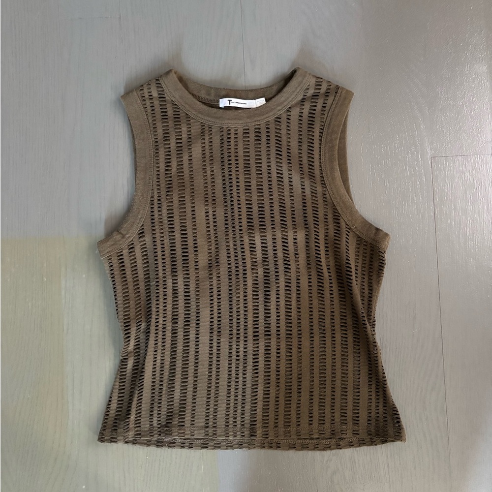 Alexander Wang Olive Green Perforated Tank Top